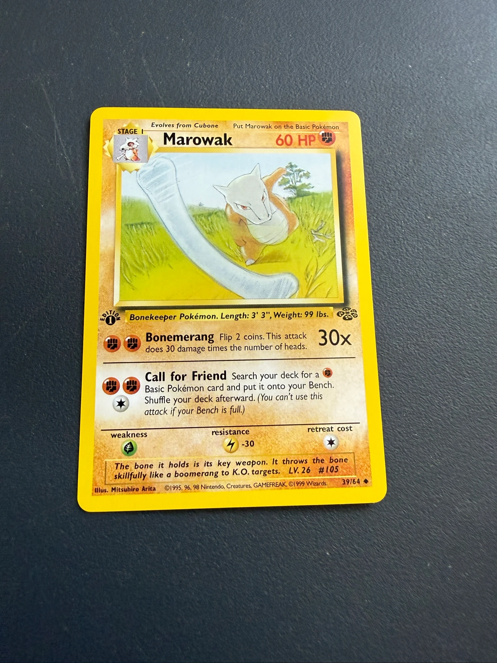 Carta Pokemon marowak base set Jungle First Edition 